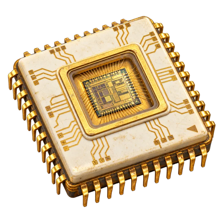 Plot Luck map art of a vintage ceramic microprocessor package