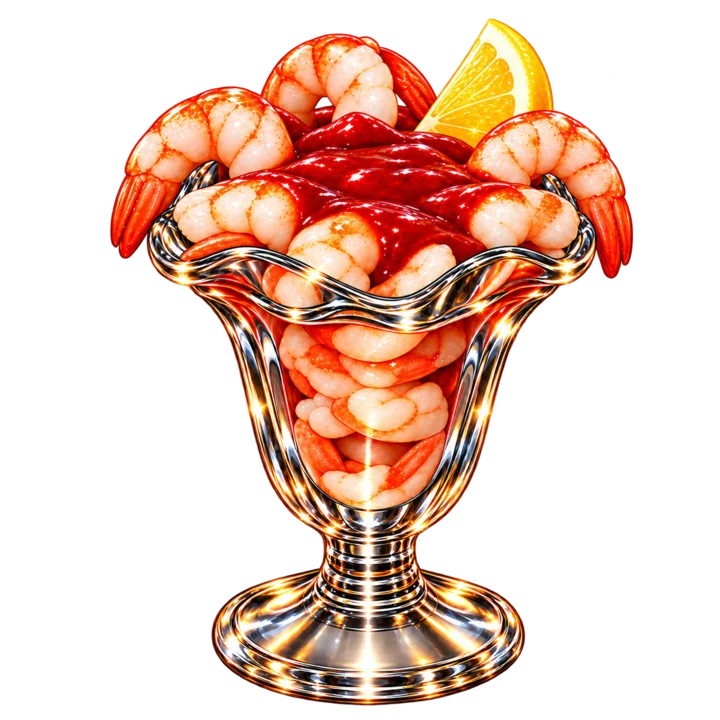 Plot Luck map art of a classic Las Vegas shrimp cocktail goblet